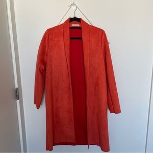 Orange Zara suede coat
